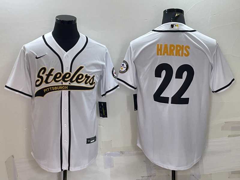 Men's Pittsburgh Steelers #22 Najee Harris White With Patch Cool Base Stitched Baseball Jersey,We sell and wholesale Men's Pittsburgh Steelers #22 Najee Harris White With Patch Cool Base Stitched Baseball Jersey on line form chian!